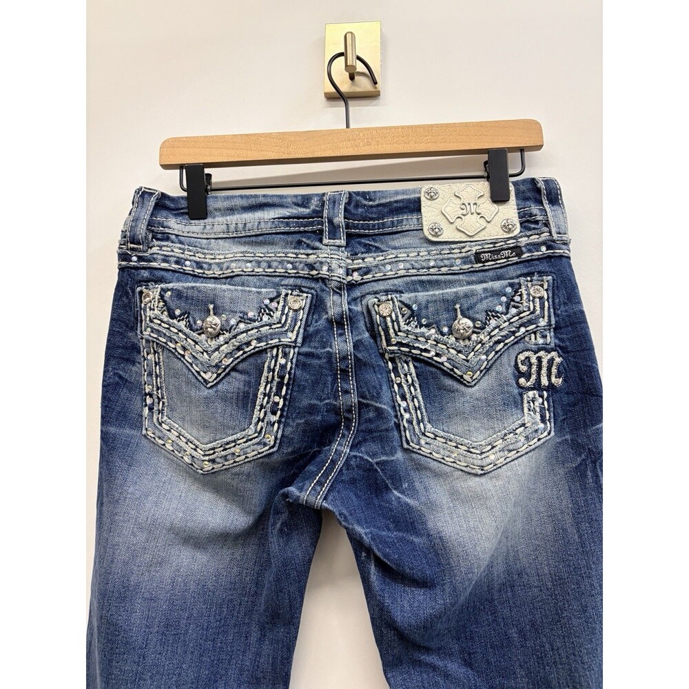 Miss Me Women’s  27 /31 Dark Wash Bootcut Slim Jeans Rhinestone Embroidered